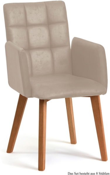 Armlehnstuhl (8er-Set) Dareia 52x91x60 Eiche geölt/Natur