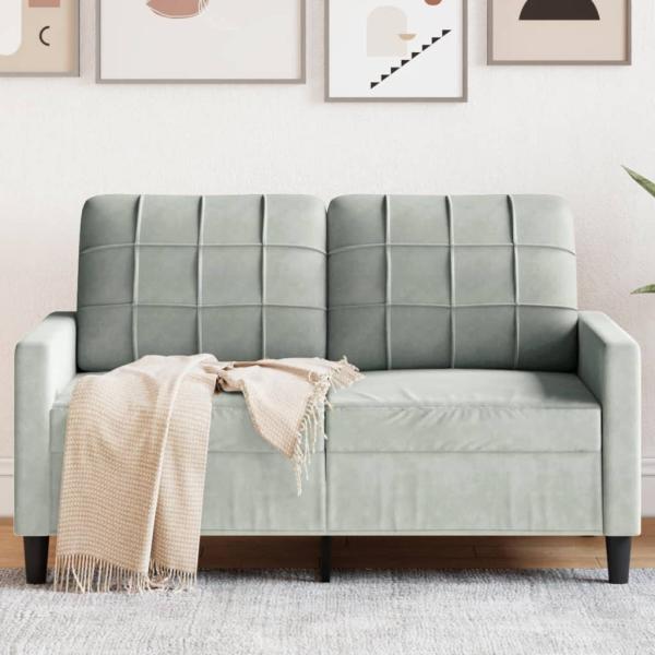 vidaXL 2-Sitzer-Sofa Hellgrau 120 cm Samt 4007614