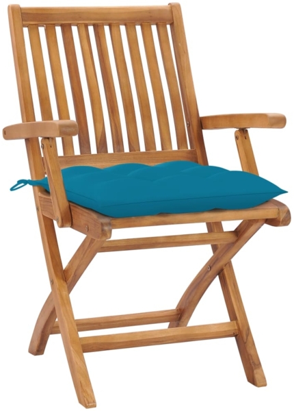 vidaXL Gartenstühle 2 Stk. mit Hellblauen Kissen Massivholz Teak 3062425