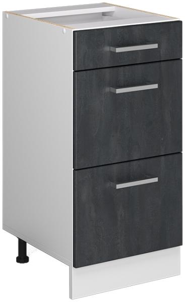 Vicco Schubladenunterschrank R-Line Schwarz Beton Weiß 40 cm ohne Arbeitsplatte