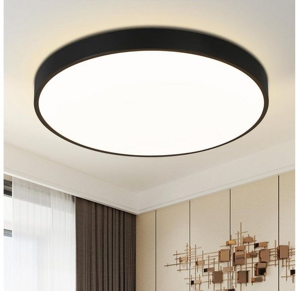 Nettlife LED Deckenleuchte Flach 21cm Abgedichtetes Design Schwarz, LED fest integriert, IP44