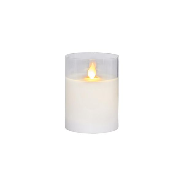 LED Windlicht ,M-Twinkle', flackernd, Batterie + Timer, weiß, H 10cm