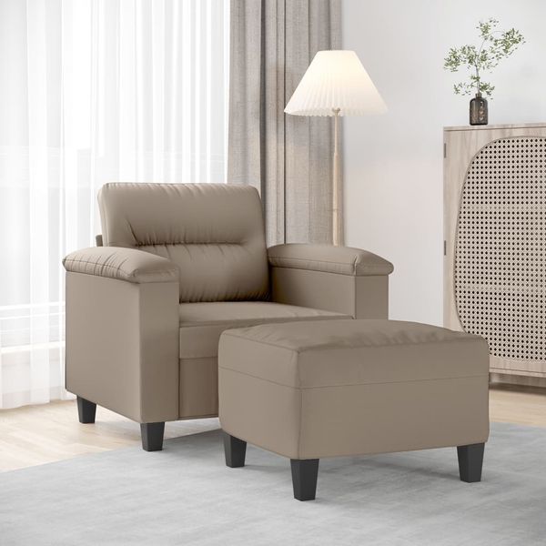 vidaXL Sessel mit Hocker Taupe 60 cm Mikrofasergewebe 3201225