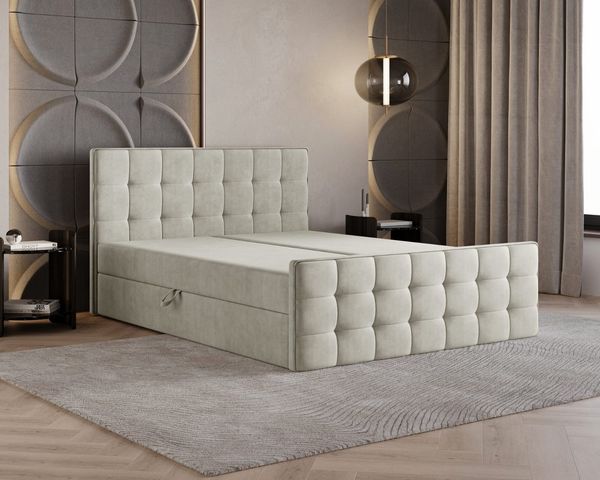 B&B Home 'Coriano' Boxspringbett mit Bettkasten, Creme, 120x200 cm