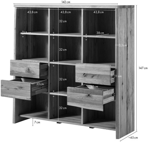 Bücherregal Wildeiche 142x45x147 natur geölt PURE OAK #110 Bild 8