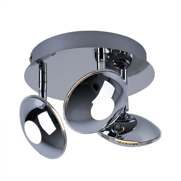 LED Deckenleuchte, 3 Flammig, Chrom, satiniert, D 20 cm