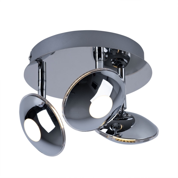 LED Deckenleuchte, 3 Flammig, Chrom, satiniert, D 20 cm
