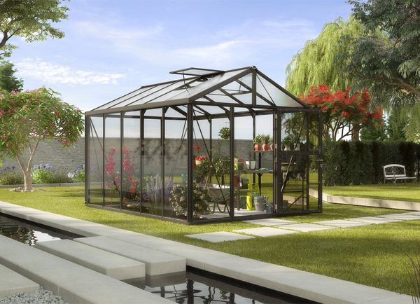 Vitavia Gewächshaus "Zeus 10000", schwarz, 10,0 m²,3 mm ESG, 10 mm HKP