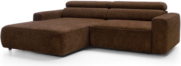 Selsey 'Fando' Ecksofa mit elektrischem Sitzauszug, Ottomane links, Chenille Braun