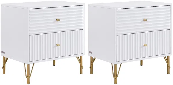 Vente-unique - LOUREO Bedside table Holz, Platte Weiß - B 40 cm x H 58 cm x L 55 cm Bild 7