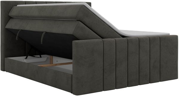 Boxspringbett INERO KING DUO mit Stauraum, Doppelbett 140x200, Bett mit Multipocket-Matratze H3 und Topper Visco, modernes Boxspringbett, hohe Kopfteil - Dunkelgrau Velvet Bild 8