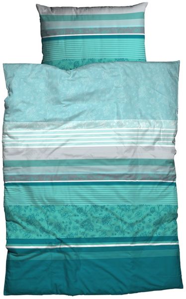 CASATEX Bettwäsche Teri, Satin, 2 teilig, zarte Blüten und Streifen, frische, elegante Farben