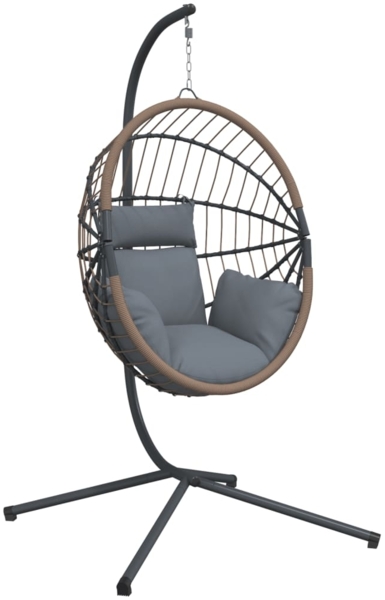 vidaXL Hängesessel Ei-Design mit Ständer Hellgrau Rattan und Stahl 4007406