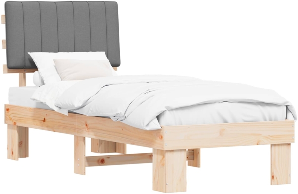 vidaXL Bettgestell mit gepolstertem Kopfteil Hellgrau 75x190 cm 877529