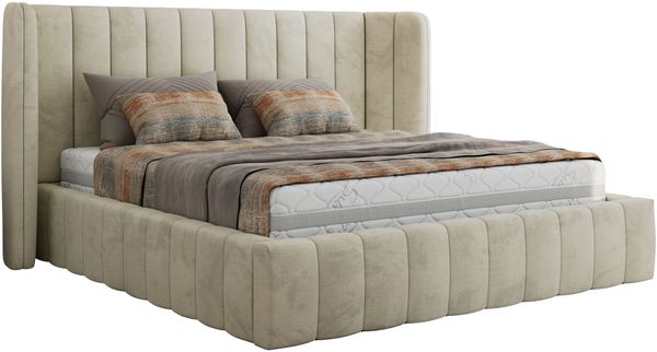 Polsterbett GOLETTA CLASSIC 180 x 200 cm mit gepolstertem Kopfteil, stabilem Bettrahmen, Lattenrost und Bettkasten mit Gasdruckfedern, Doppelbett, zeitloses Design - Beige Velvet Bild 5