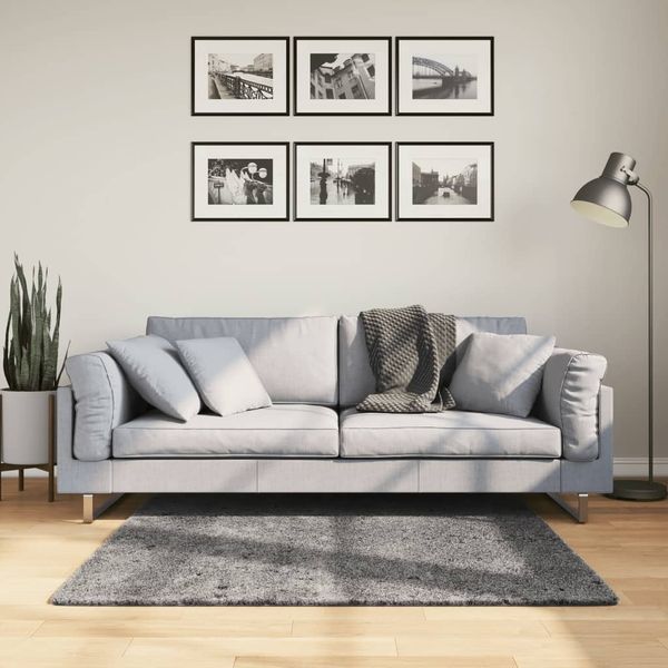 Teppich Wohnzimmer Schlafzimmer HUARTE Kurzflor Weich und Waschbar Anthrazit 120x120 cm