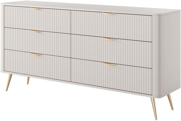 Bettso 'LANTE' Kommode mit Schubladen, Holzwerkstoff Beige, 81x38x163 cm