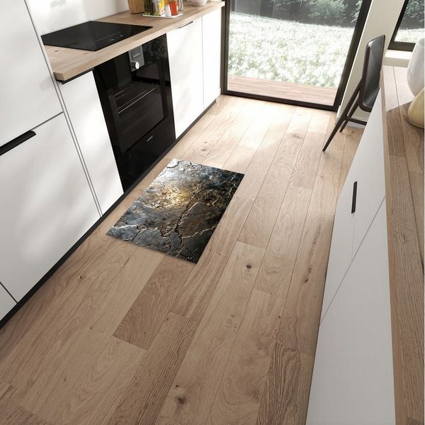 Primedeco Teppich Küchenteppich Gekrakeltes Metall PVC rutschfest abwaschbar Läufer, Rechteckig, Höhe: 3 mm, Pflegeleicht & Wasserabweisend