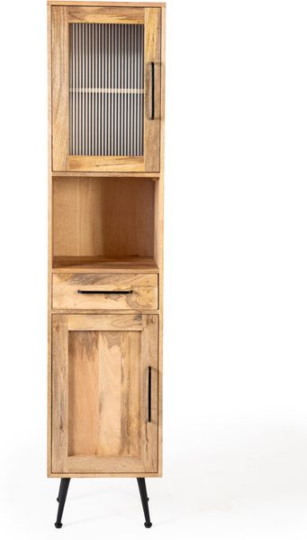 Riffelution Badschrank braun Mangoholz 42cm x 190cm x 34cm