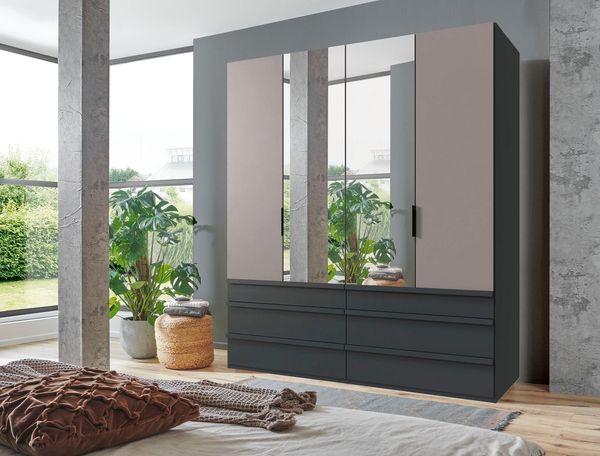 Wimex Falttürenschrank Oxford by fresh to go, in der Breite 200cm, in 2 Höhen erhältlich (mit Schubladen, wahlweise mit oder ohne Spiegel) mit hochwertigen Falttüren für den perfekten Überblick