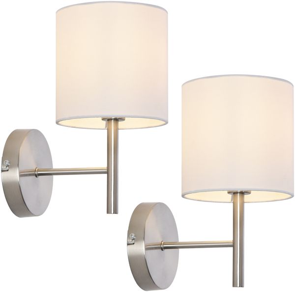 lux. pro 'Winsford' Wandleuchte, 2er Set Silberfarben / Weiß, 27 x 15 x 15 cm