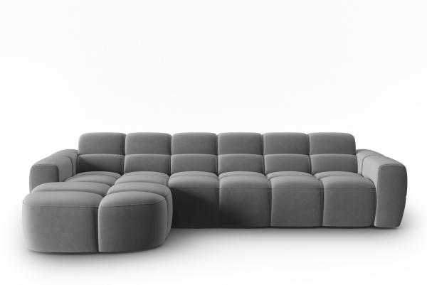 Micadoni Ecksofa Lisa 4-Sitzer Links Samtstoff Casino Hellgrau