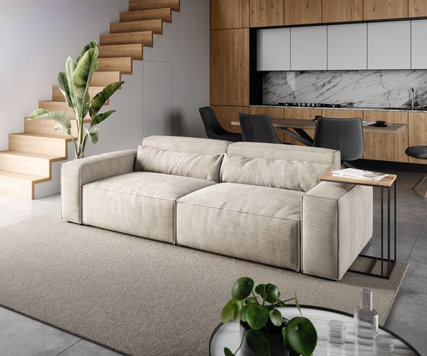Big-Sofa Sirpio L 260x110 cm Mikrofaser, beige