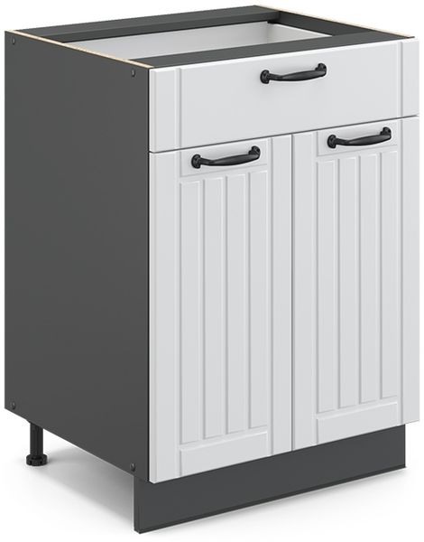 Küchenunterschrank Fame-Line Weiß Landhaus 60 cm mit Schublade, ohne Arbeitsplatte Vicco