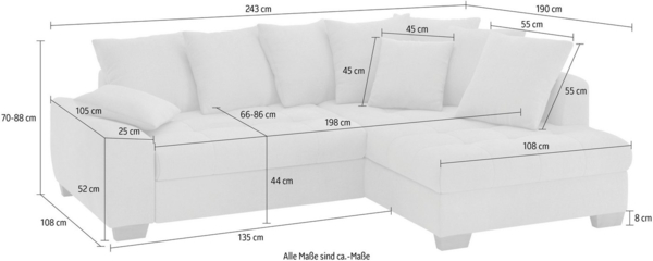 Mr. Couch Ecksofa Nikita II, L-Form, Wahlweise mit Bettfunktion, Bettkasten & RGB-LED-Beleuchtung Bild 3