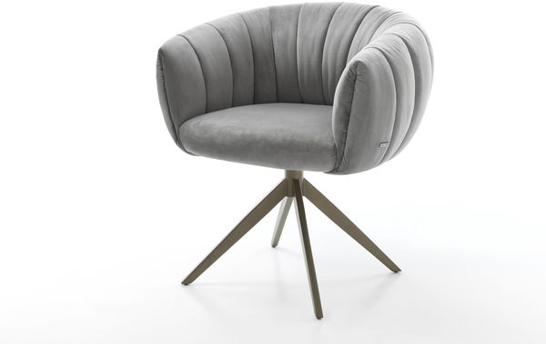 Drehstuhl Jada-Flex Samt Grau Kreuzgestell breit Effektfinish Titan 360° drehbar Wippfunktion Taschenfederkern