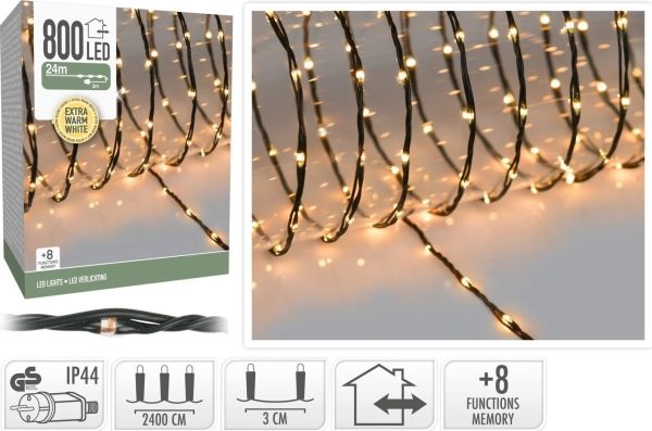Christmas lights Mondex LED CHAIN 800LED EXTRWARM WHITE 24M