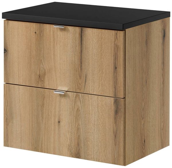 Waschbeckenunterschrank Skelbolu 60x60x40cm Eichenoptik/Schwarz [en. casa]