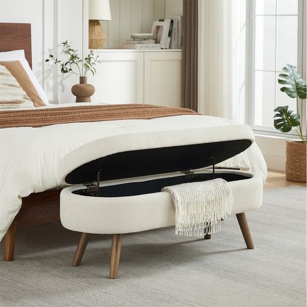 REDOM Sitzbank mit Stauraum (110 cm lange moderne Bank mit Chenille-Bezug, 1-St, 110*40*42cm)