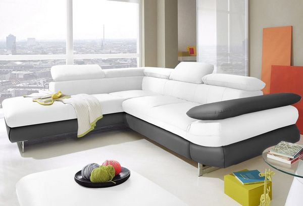 COTTA Ecksofa Solution L-Form, mit Arm- & Kopfteilverstellung, wahlweise mit Bettfunktion