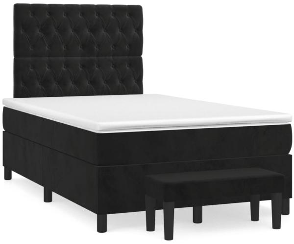 vidaXL Boxspringbett mit Matratze Schwarz 120x190 cm Samt 3270489