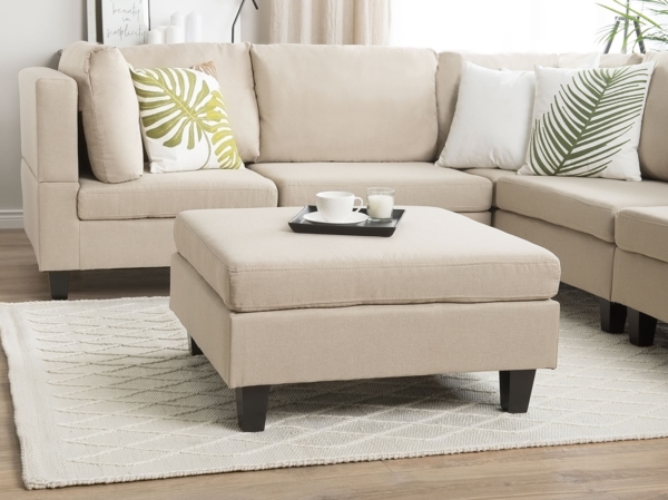 Ottomane Polsterbezug beige FEVIK Bild 3