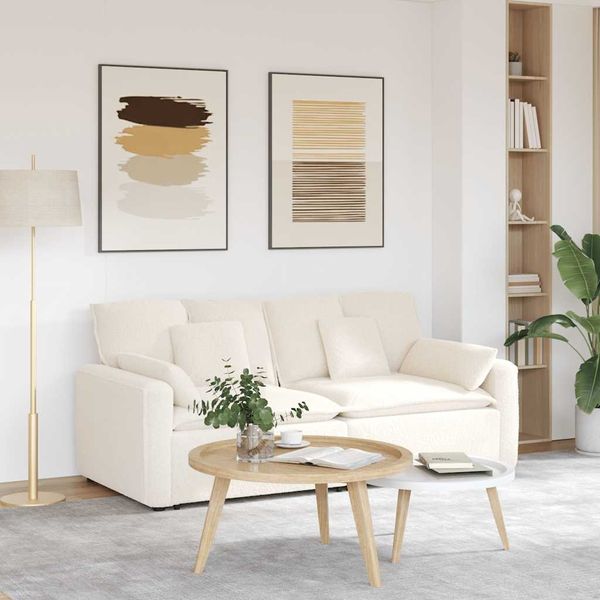 vidaXL Modulares Sofa mit Kissen Cream 3321145