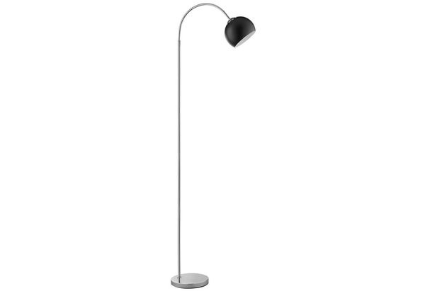 Brilliant Bogen-Stehleuchte Helen, E27 Fassung, 170 cm Höhe, 23 cm Breite, 51 cm Tiefe, gebogener Arm, Metall, Chromfarben mit schwarzem Schirm, ideal für Wohnzimmer und Leseecke, modernes Design