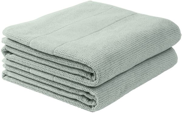 Schiesser Duschtücher Turin im 2er Set aus 100% Baumwolle, nachhaltig und fair produziert, Farbe:Eisblau, Größe:70x140 cm