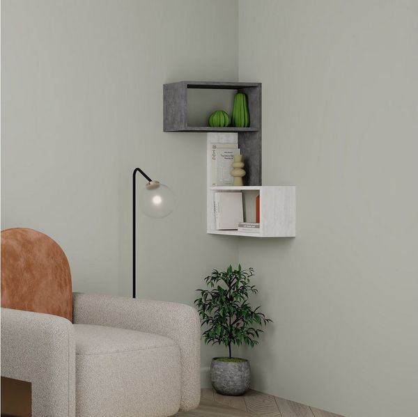 Decortie Eckregal Part, Modernes Wandregal, 67 x 47 x 82 cm