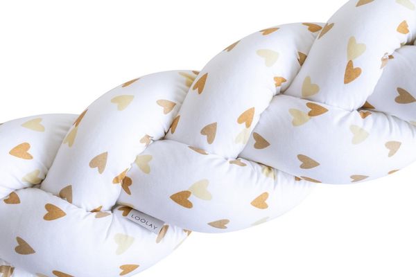 Loolay Nestchenschlange Geflochtenes Kissen Zierkissen Dekokissen Bettumrandung HERZ Beige, (Zugluftstopper Zugluft Schlange Wickeltischumrandung Babybett Kinderzimmer Schutz, Wohndeko Bettschlange 100 150 200 300 400 cm & Länge auf Anfrage), Zugluftst...