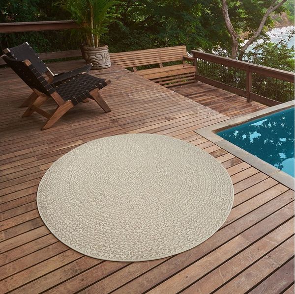 the carpet Teppich Kansas, rund, Höhe: 1 mm, moderner robuster In und Outdoor Teppich Jute Look