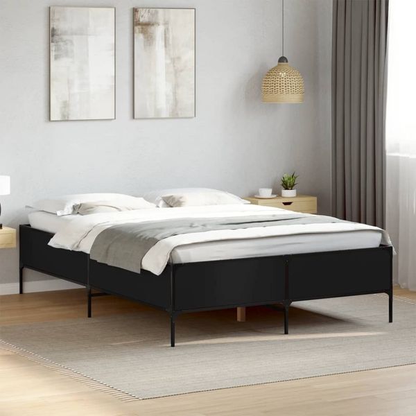 vidaXL Bettgestell Schwarz 140x190 cm Holzwerkstoff und Metall 3279807