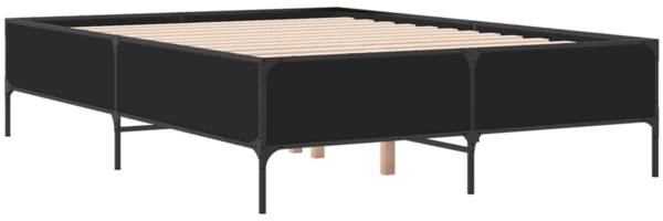 vidaXL Bettgestell Schwarz 140x190 cm Holzwerkstoff und Metall 3279807 Bild 2