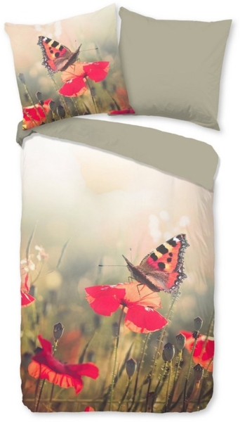 good morning Bettwäsche Renforcé Bettwäsche 200 X 200 cm + 2- 80 X 80 cm Poppies bunt flowers, Baumwolle, 3 teilig, bettwäsche 200x200 baumwolle sale warm weihnachten 200x200 bettbezug