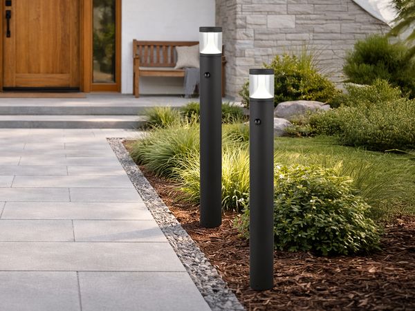 2er Set LED Wegeleuchten mit Bewegungsmelder zur Reihenschaltung, Höhe 100cm
