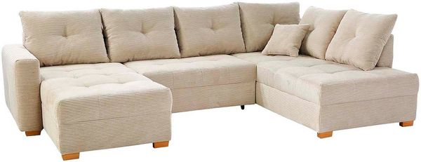 Jockenhöfer Gruppe Wohnlandschaft Abby U-Form, B: 313 cm, mit Bettfunktion, Bettkasten & Zierkissen
