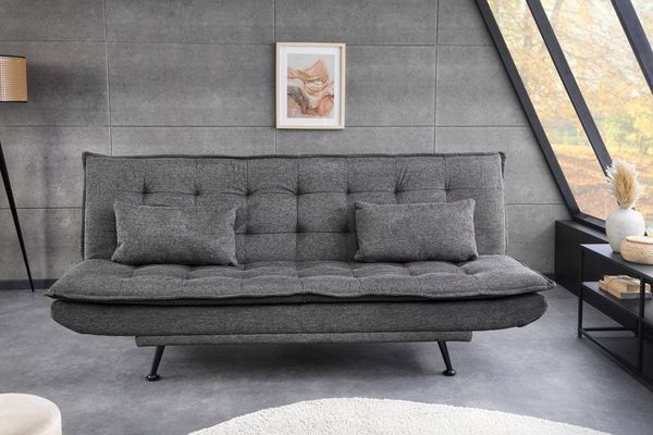 riess-ambiente Schlafsofa JAZZ 190cm grau – 3-Sitzer Sofa, Bettfunktion, Strukturstoff, modern, Einzelartikel 1 Teile, komfortable Ausziehcouch mit Polsterung – ideal fürs Gästezimmer