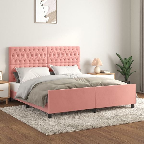 vidaXL Bettgestell mit Kopfteil Rosa 180x200 cm Samt 3125957