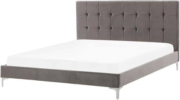 Doppelbett Grau Samtstoff Metallbeine 140x200 cm Bequem Glamour